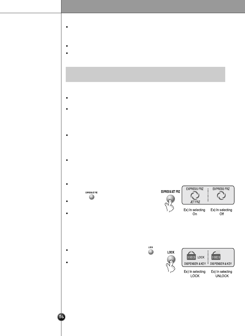 Operation, Jet freezer, Lock | LG LRSC 26980TT User Manual | Page 16 / 33