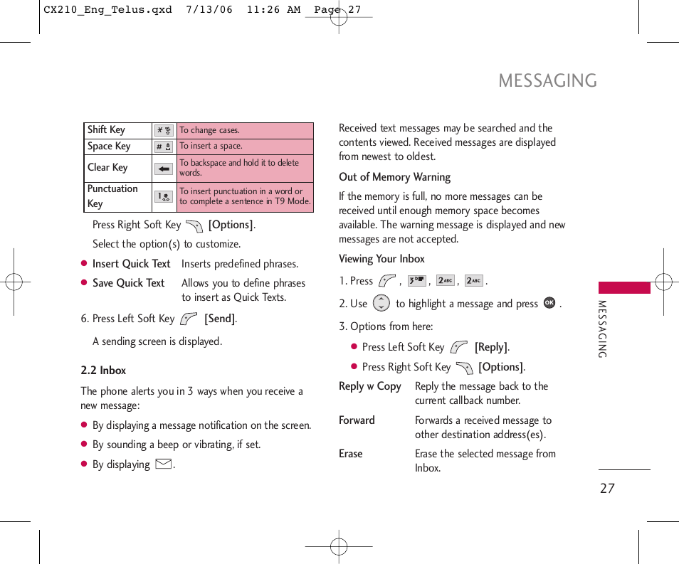 Messaging | LG 210 User Manual | Page 28 / 72