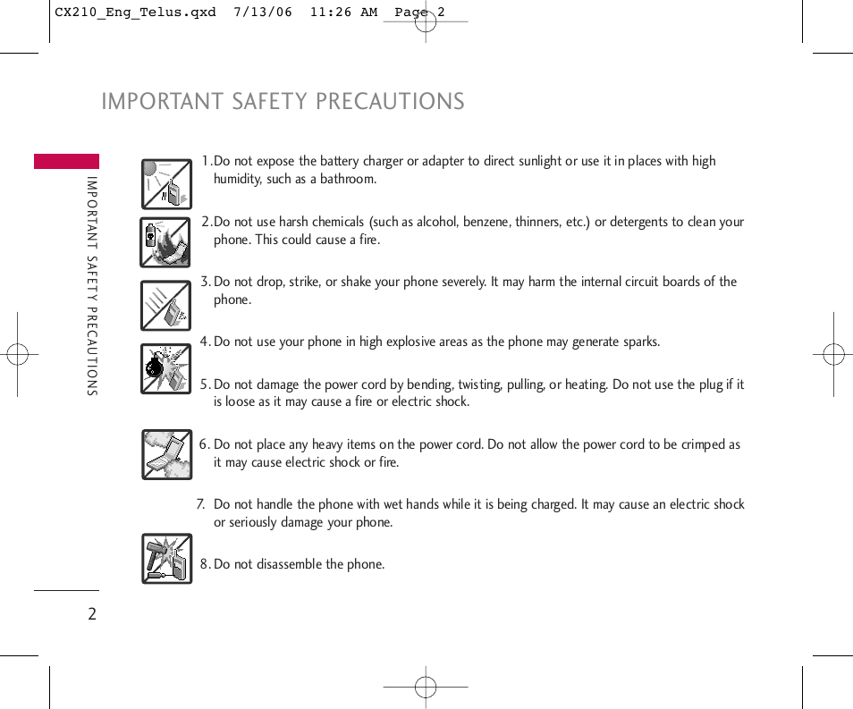 Important safety precautions | LG 210 User Manual | Page 3 / 72
