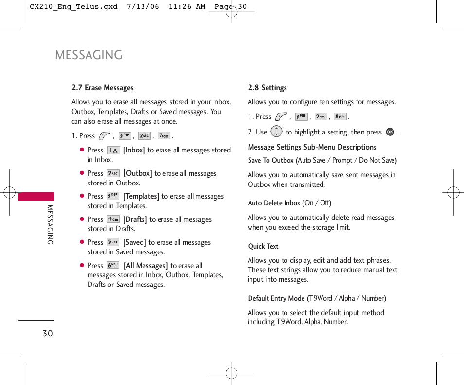 Messaging | LG 210 User Manual | Page 31 / 72
