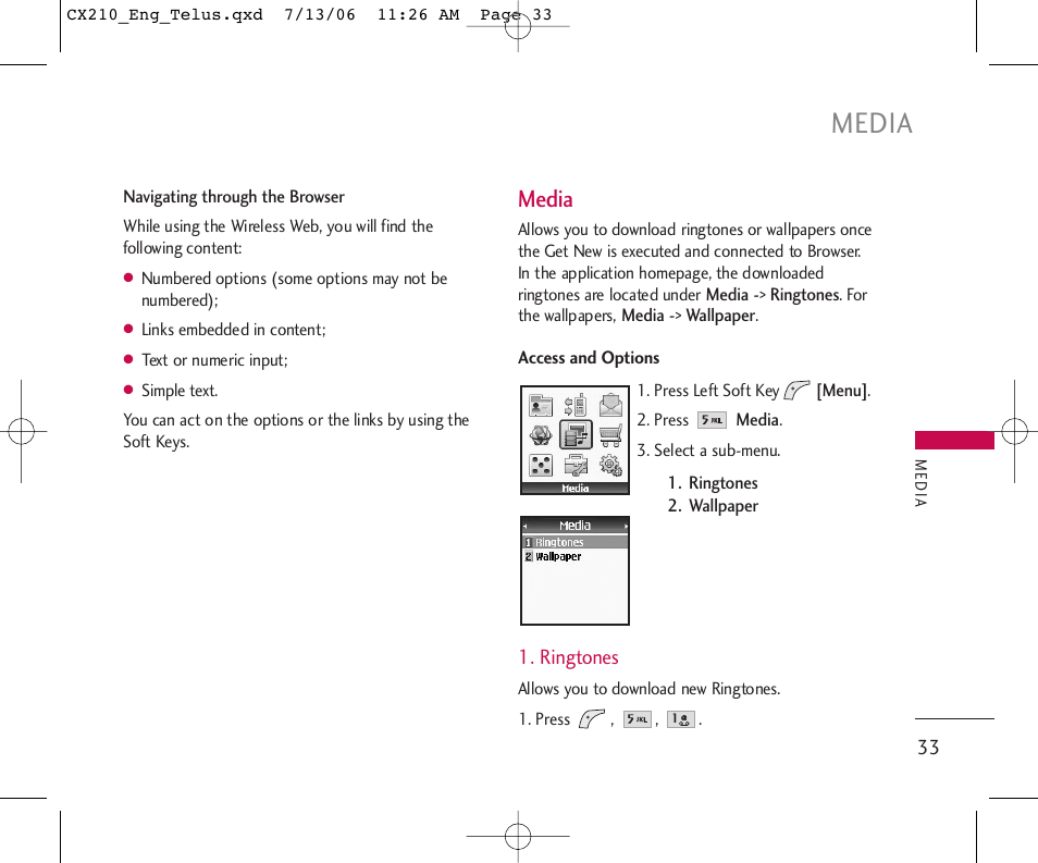 Media | LG 210 User Manual | Page 34 / 72