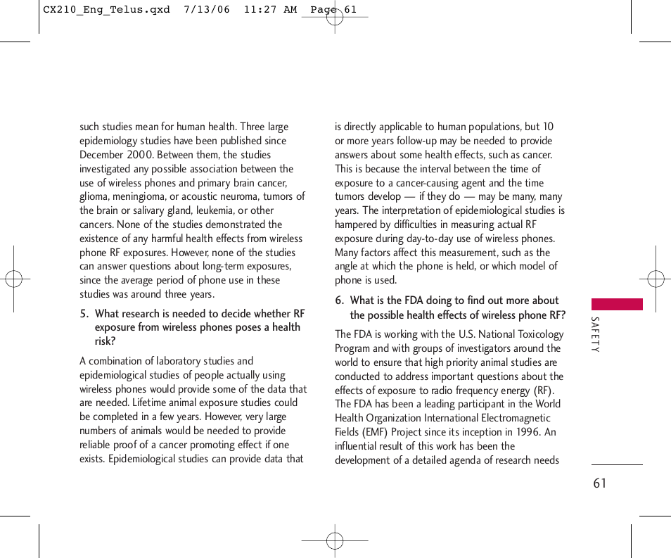 LG 210 User Manual | Page 62 / 72