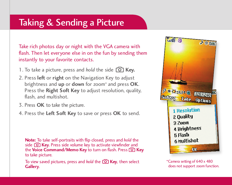 Taking & sending a picture | LG AX490 User Manual | Page 7 / 8