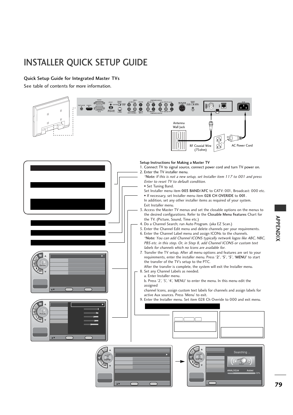 Installer quick setup guide, Appendix, Wxyz digital 19-3 | Wxyz analog 2 | LG 26LH1DC1 User Manual | Page 79 / 84