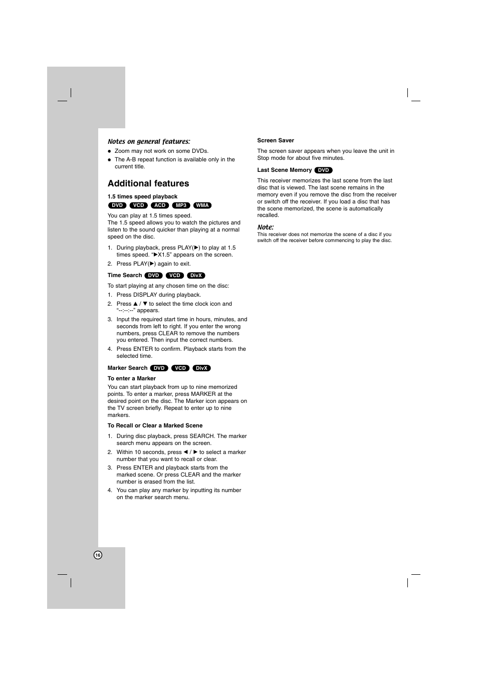 Additional features | LG SH72PZ-F User Manual | Page 16 / 28