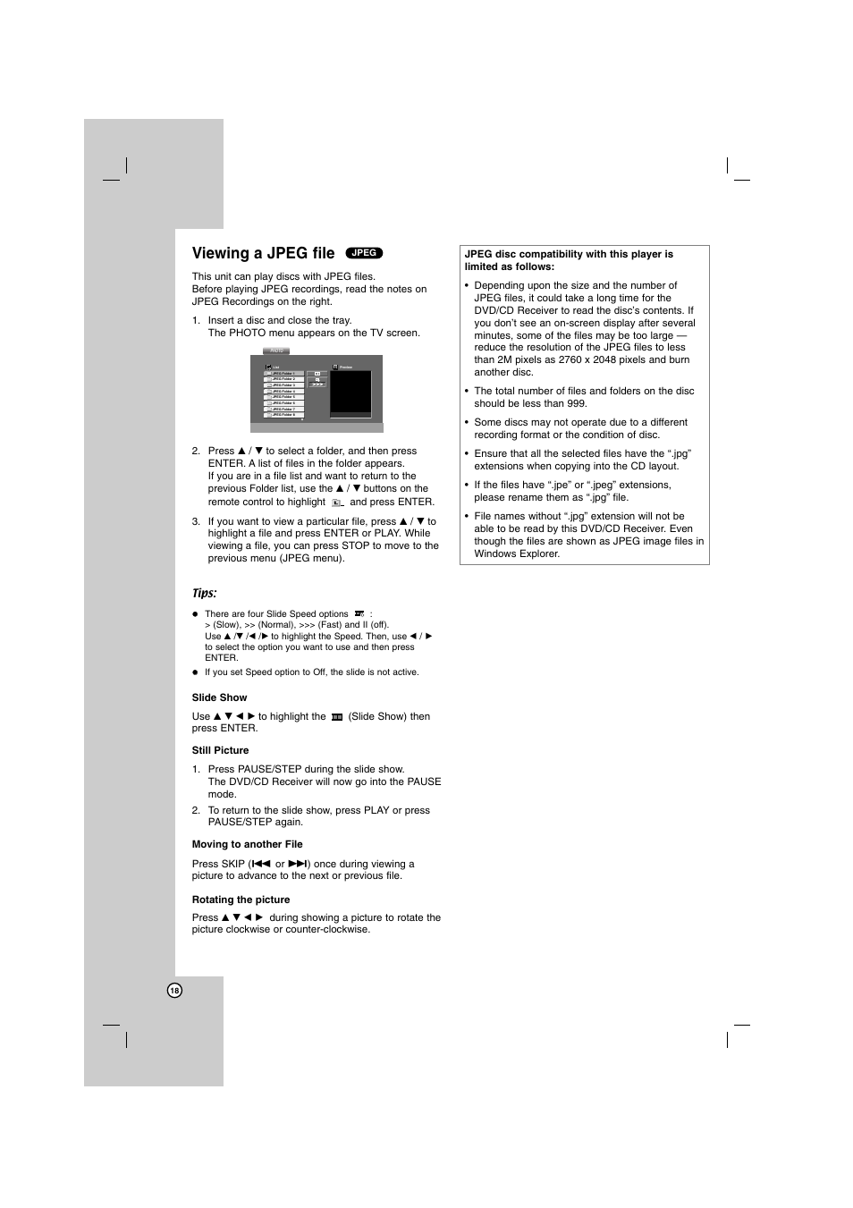 Viewing a jpeg file | LG SH72PZ-F User Manual | Page 18 / 28