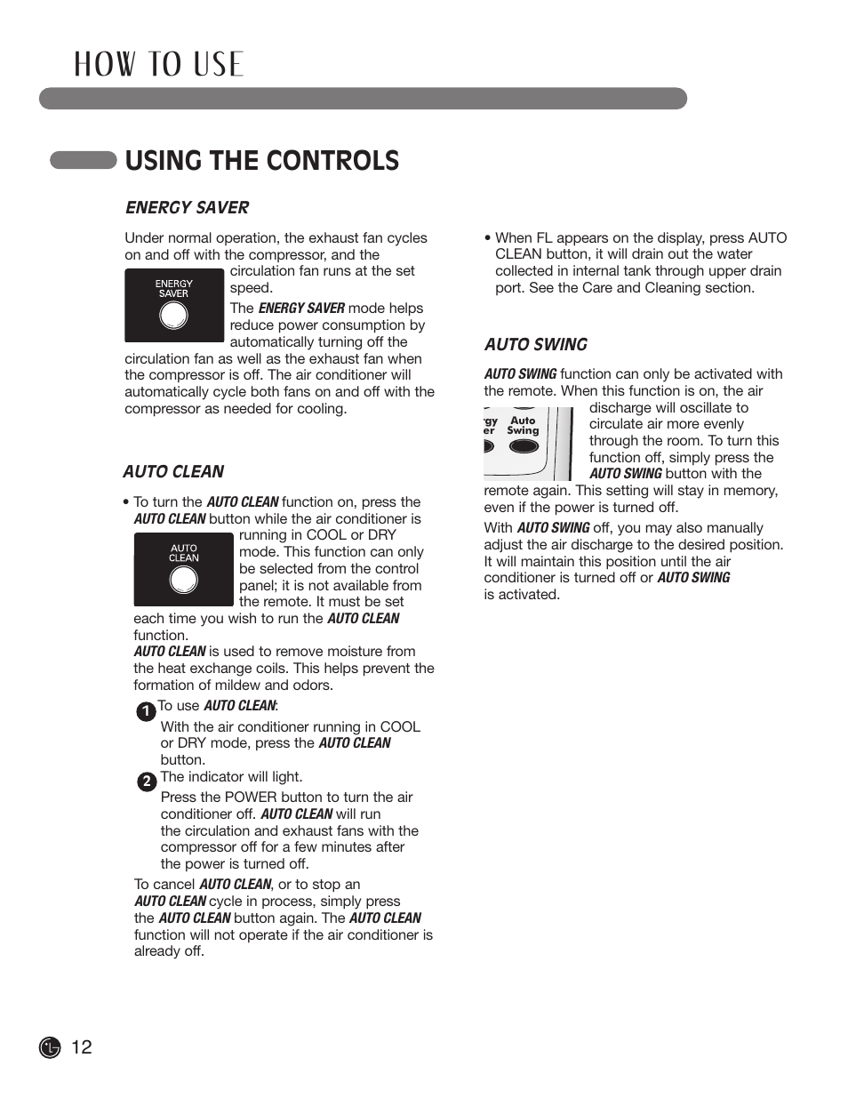 H ow to u s e, Using the controls | LG LP 1200DXR User Manual | Page 12 / 26