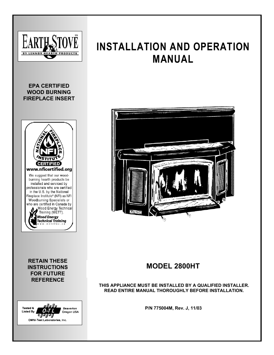 LG EARTH STOVE 2800HT User Manual | 29 pages