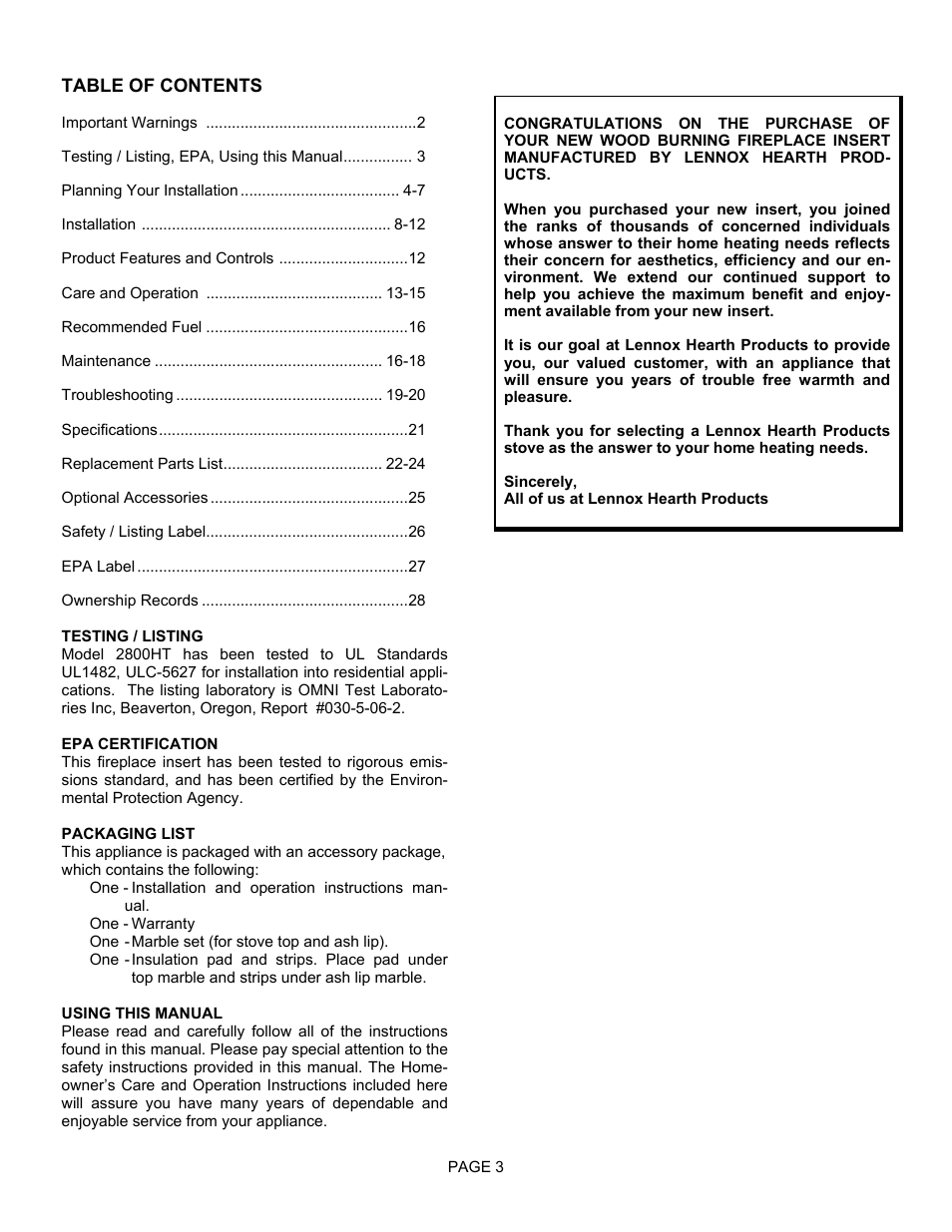 LG EARTH STOVE 2800HT User Manual | Page 3 / 29