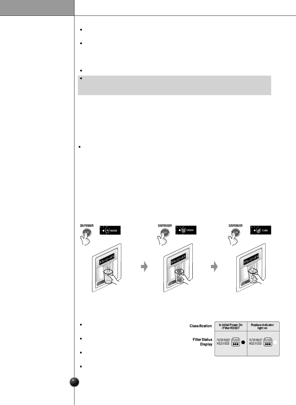 Operation, The other functions, How ice/cold water is supplied | How to use dispenser, Door open warning, Diagnosis (failure detection) function | LG LSC26905 User Manual | Page 16 / 56