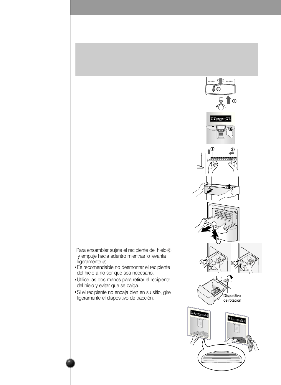 Desinstalación de las piezas, Cuidado y mantenimiento | LG LSC26905 User Manual | Page 47 / 56