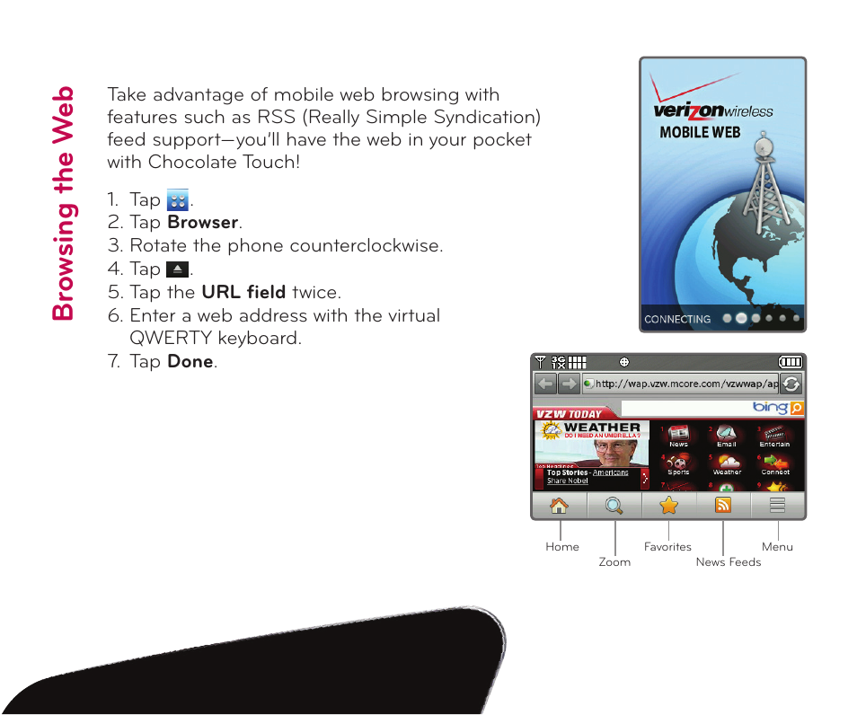 Bro w si ng t he w eb | LG Chocolate Touch User Manual | Page 10 / 14