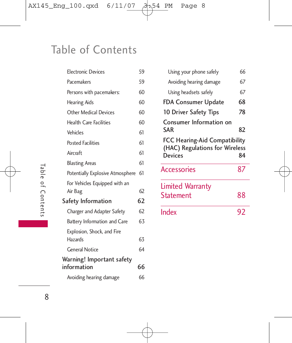 LG AX 145 User Manual | Page 10 / 95