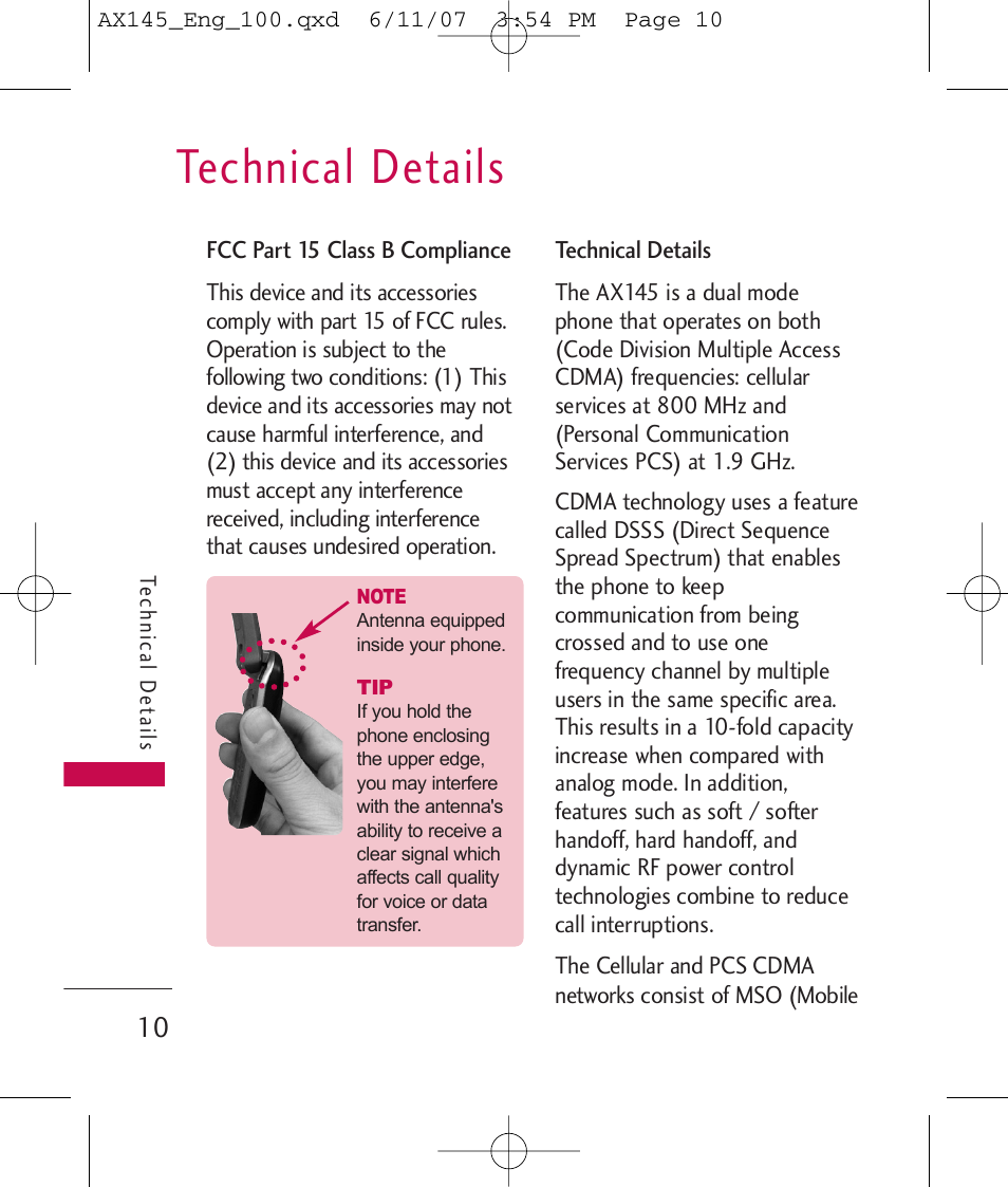 Technical details | LG AX 145 User Manual | Page 12 / 95