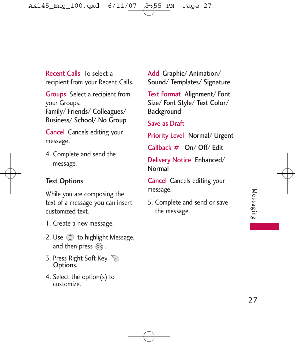 LG AX 145 User Manual | Page 29 / 95