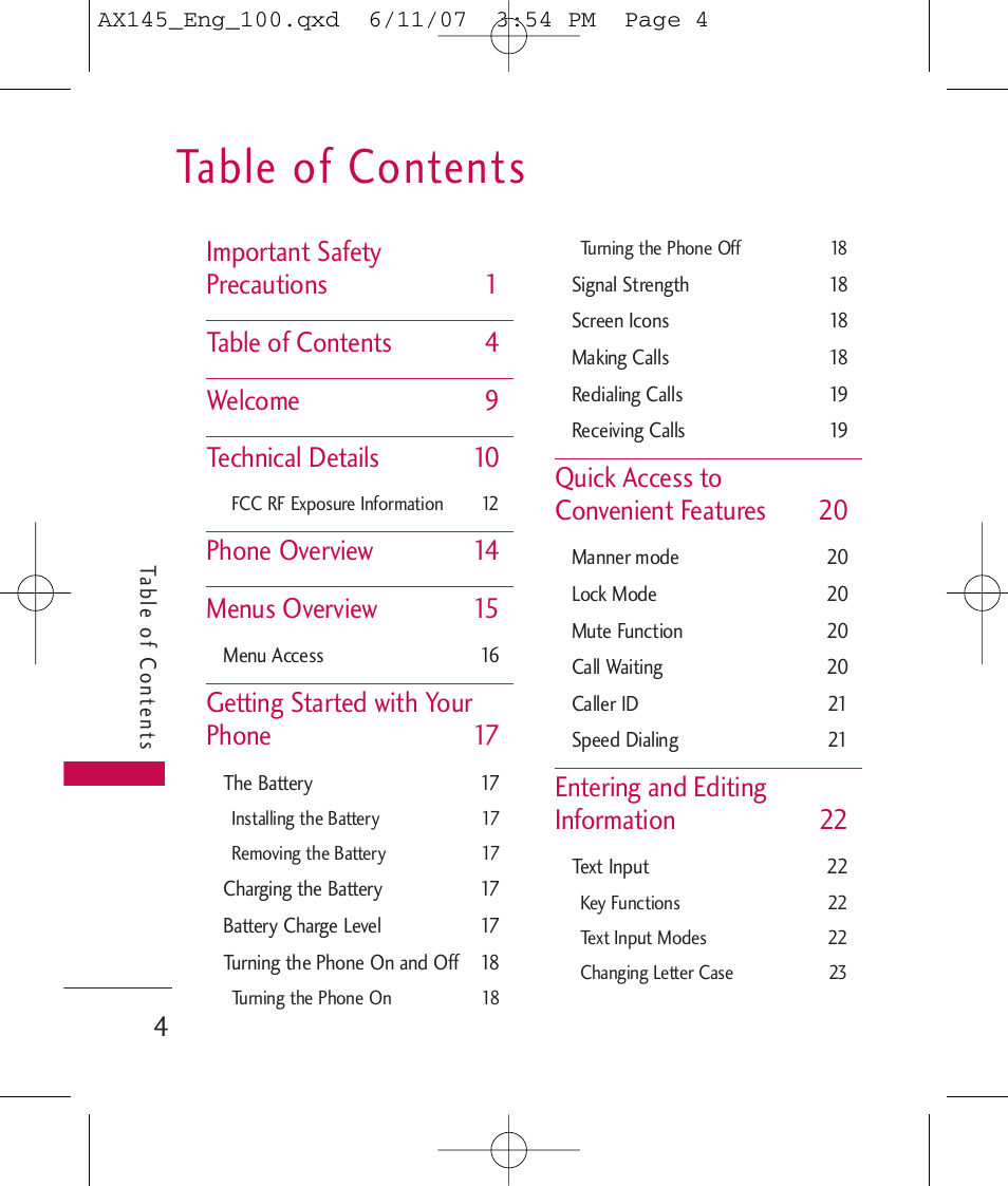 LG AX 145 User Manual | Page 6 / 95