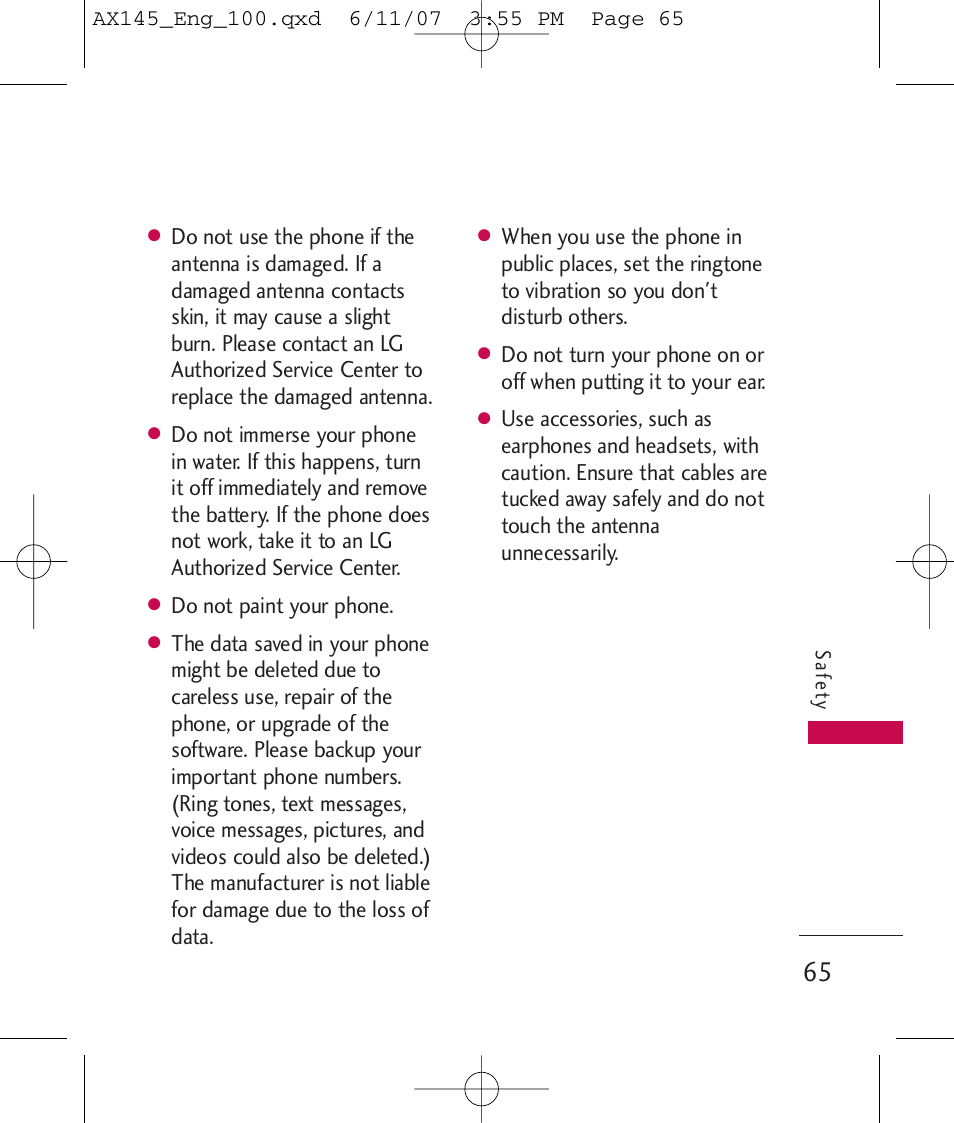 LG AX 145 User Manual | Page 67 / 95