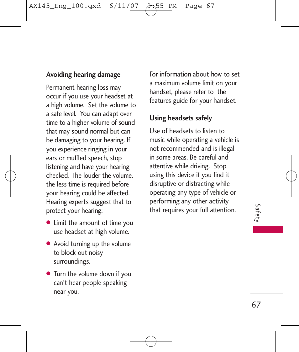 LG AX 145 User Manual | Page 69 / 95