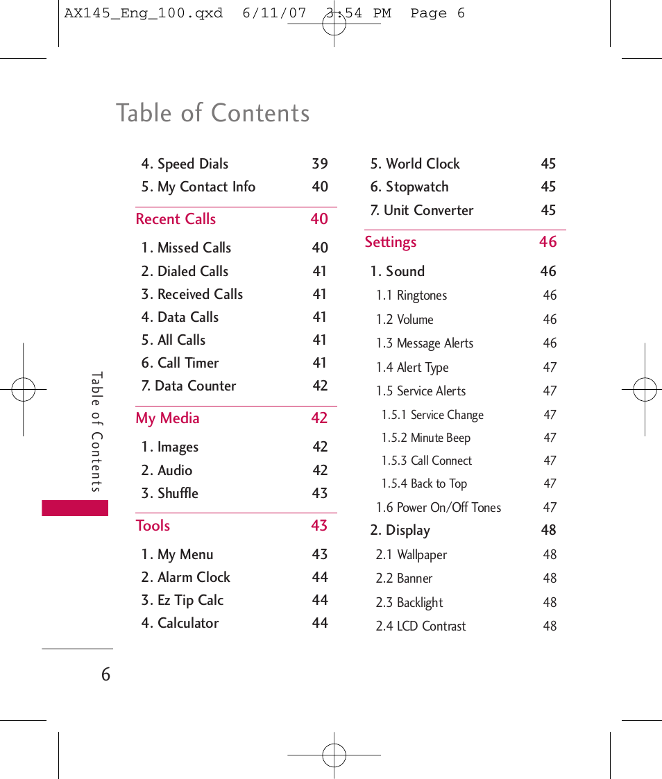 LG AX 145 User Manual | Page 8 / 95