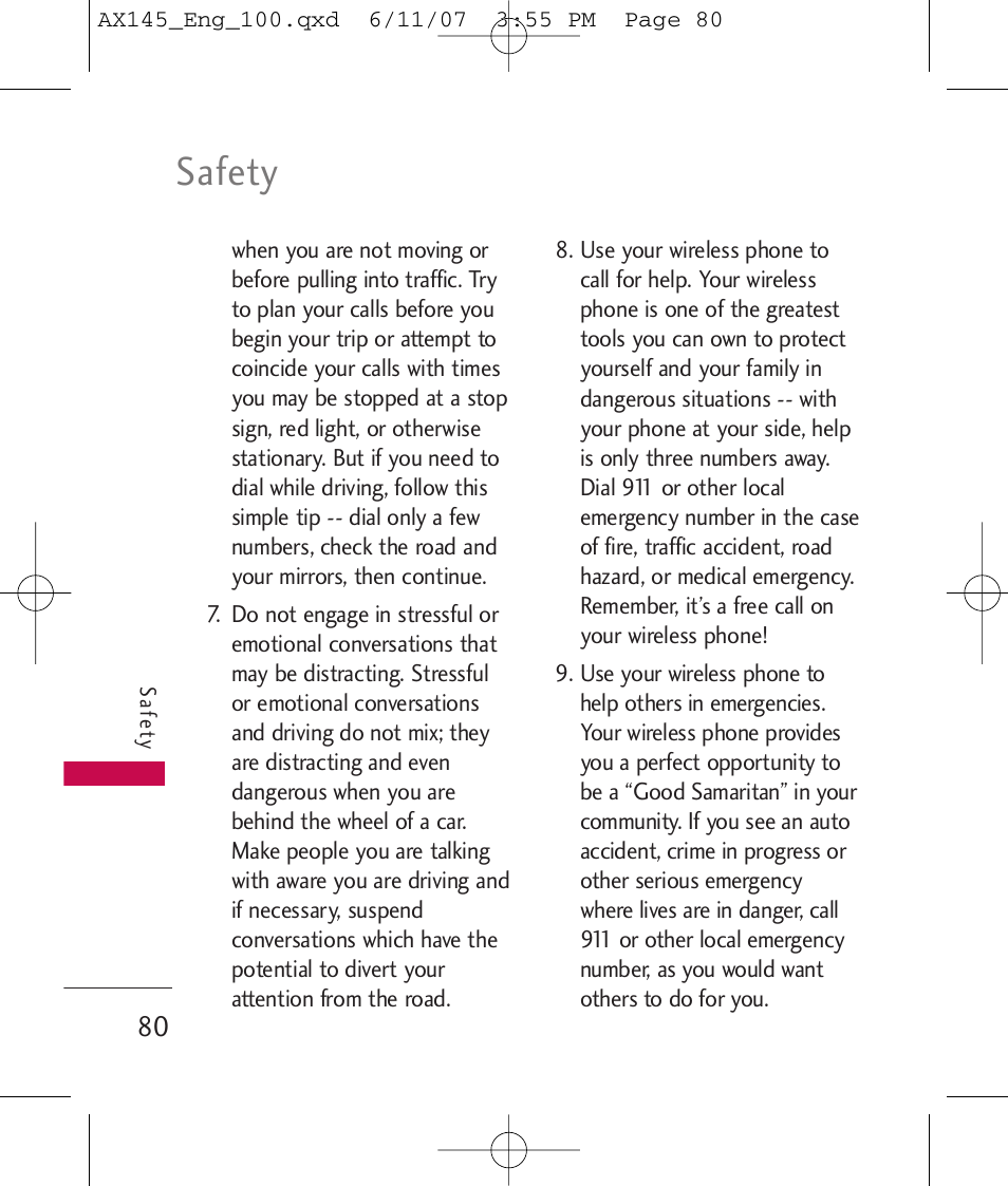 Safety | LG AX 145 User Manual | Page 82 / 95