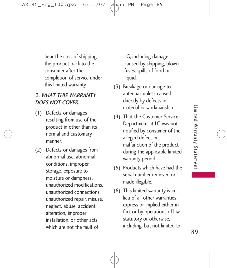 LG AX 145 User Manual | Page 91 / 95