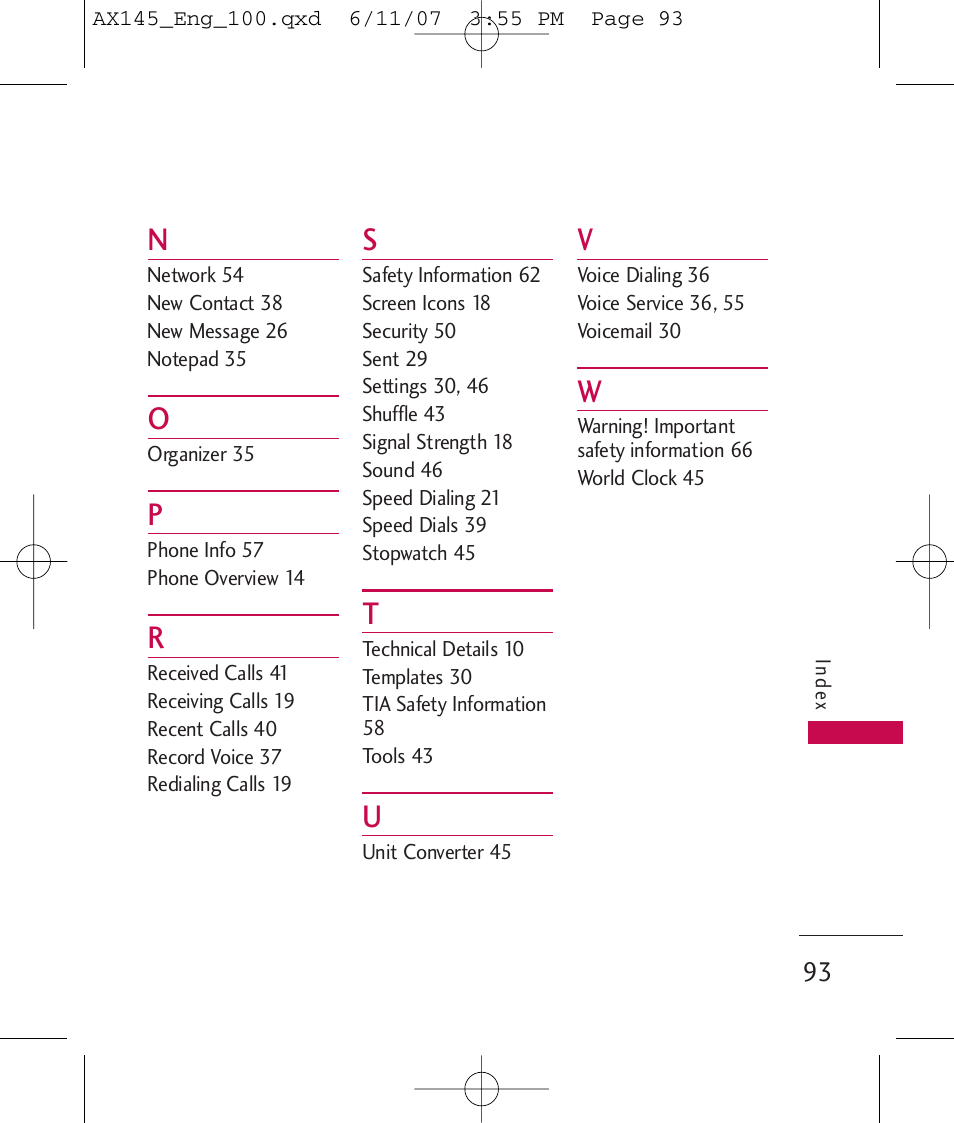 LG AX 145 User Manual | Page 95 / 95