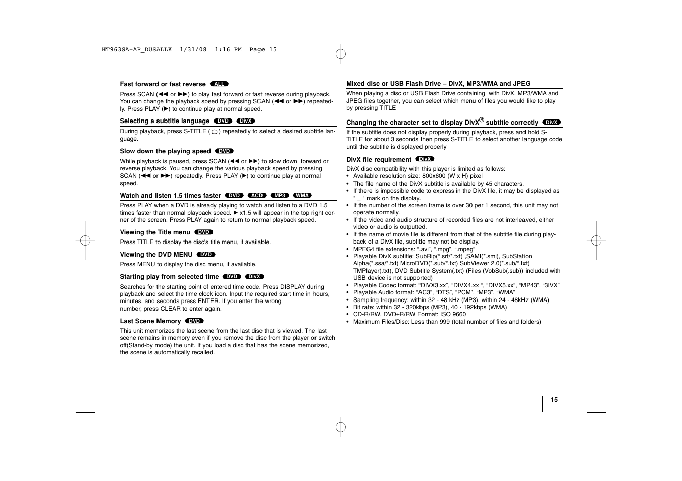 LG LHT854 User Manual | Page 15 / 25