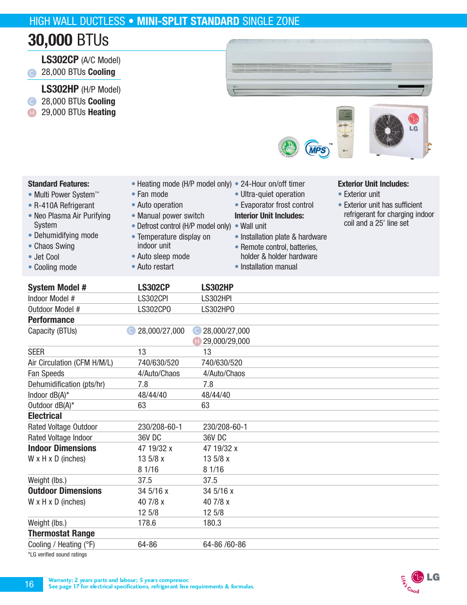 Ls302cp, Ls302hp | LG LA090HP User Manual | Page 19 / 36