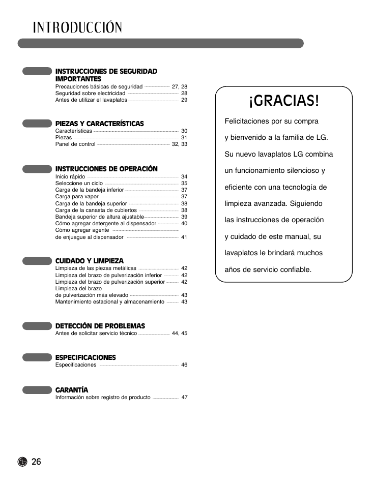 I n t roducción, Gracias | LG LDF7932ST User Manual | Page 26 / 72