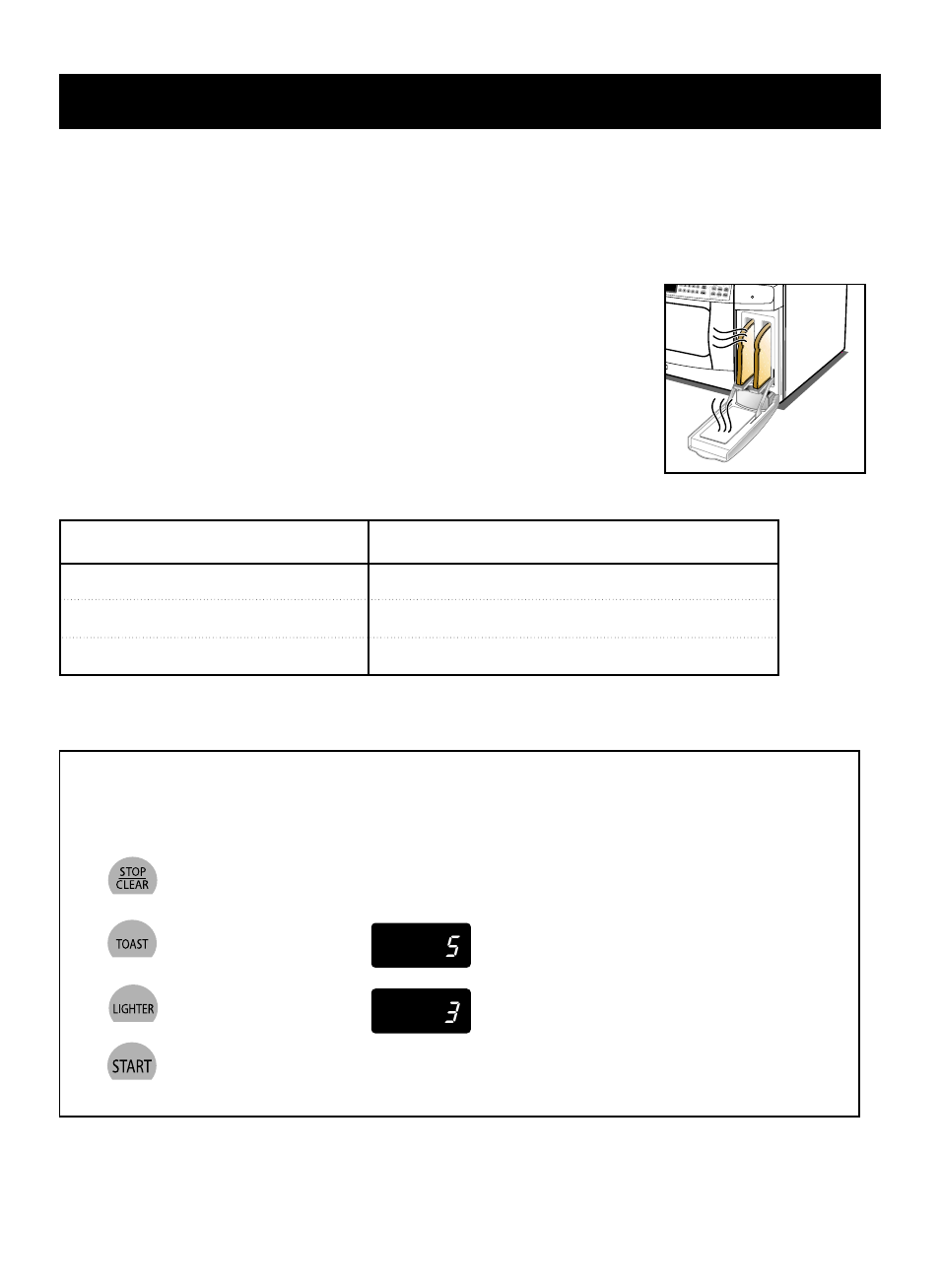 Using your toaster, Operating instruction, Toast | Toast/bagel darkness settings, Touch: display shows: indicator light | LG LTM9000B User Manual | Page 19 / 26