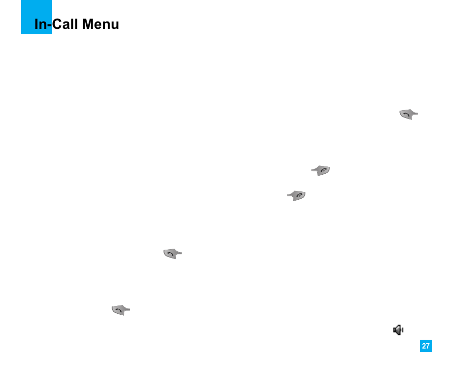 In-call menu, During a call | LG 225 User Manual | Page 27 / 80