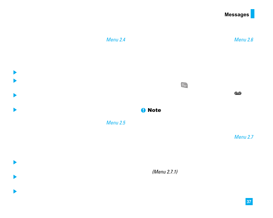 Outbox, Sent, Voice mail | Templates | LG 225 User Manual | Page 37 / 80