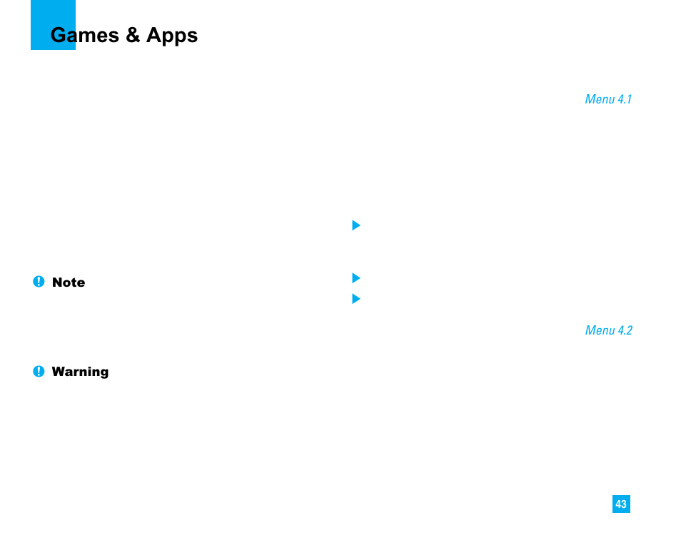 Games & apps, Information | LG 225 User Manual | Page 43 / 80