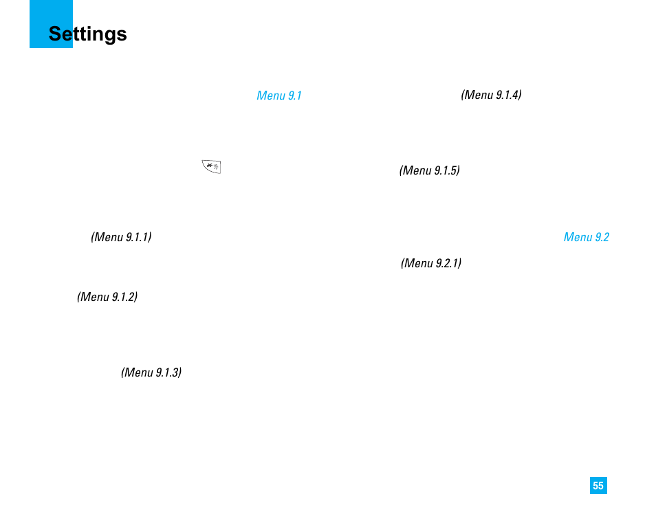 Settings, Audio, Display | LG 225 User Manual | Page 55 / 80