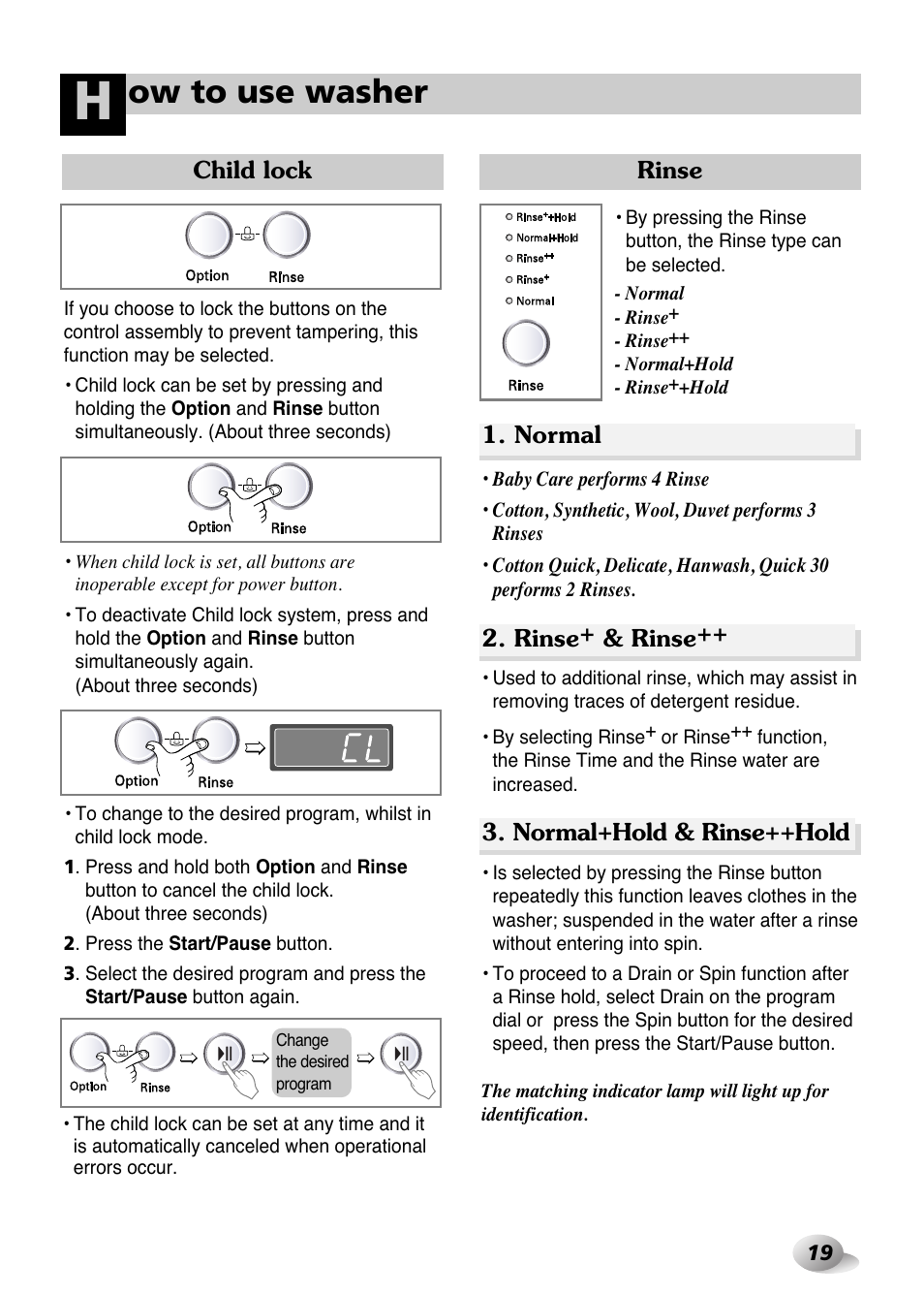 Ow to use washer | LG WD-1259 series User Manual | Page 19 / 64