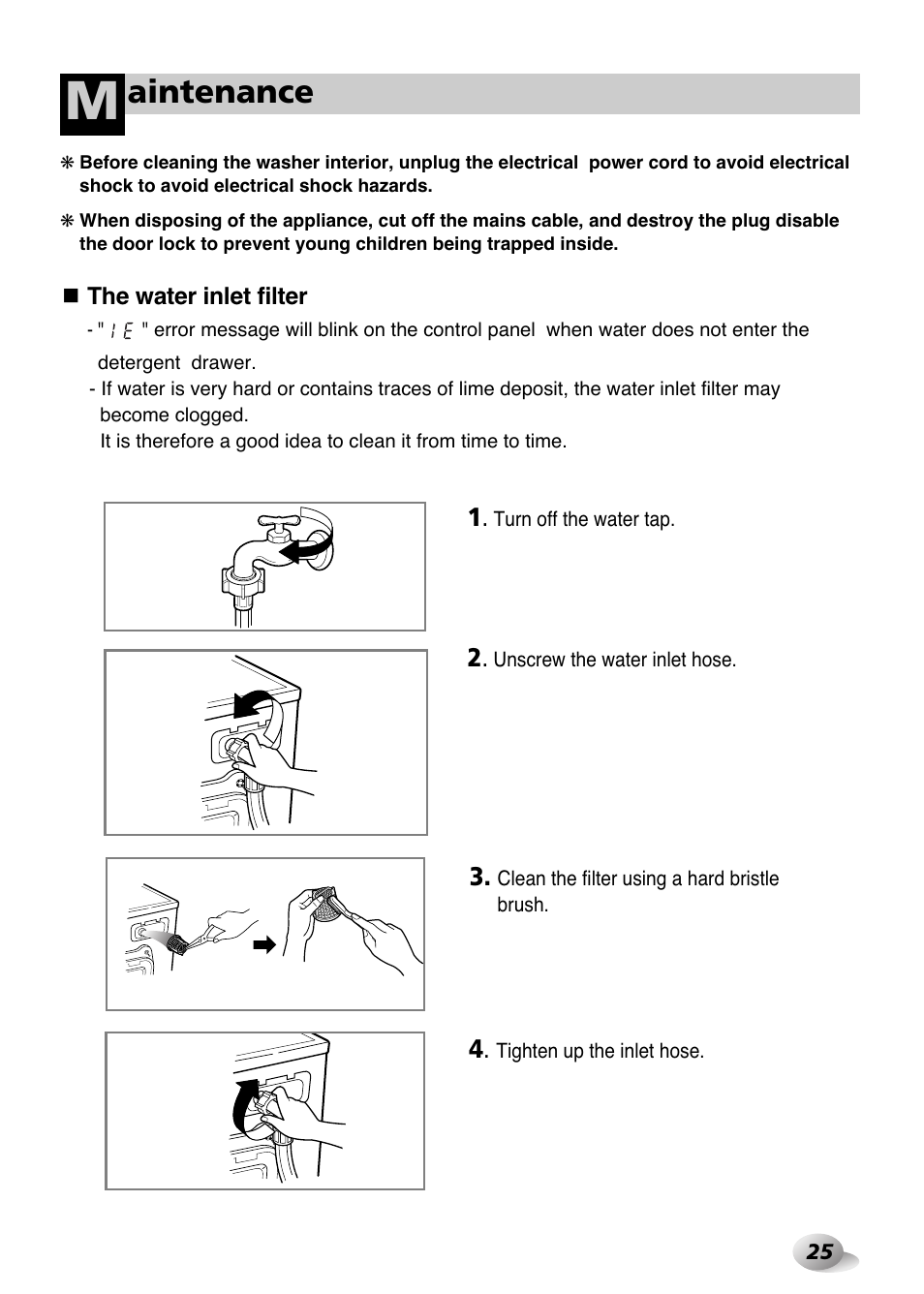 Aintenance | LG WD-1259 series User Manual | Page 25 / 64