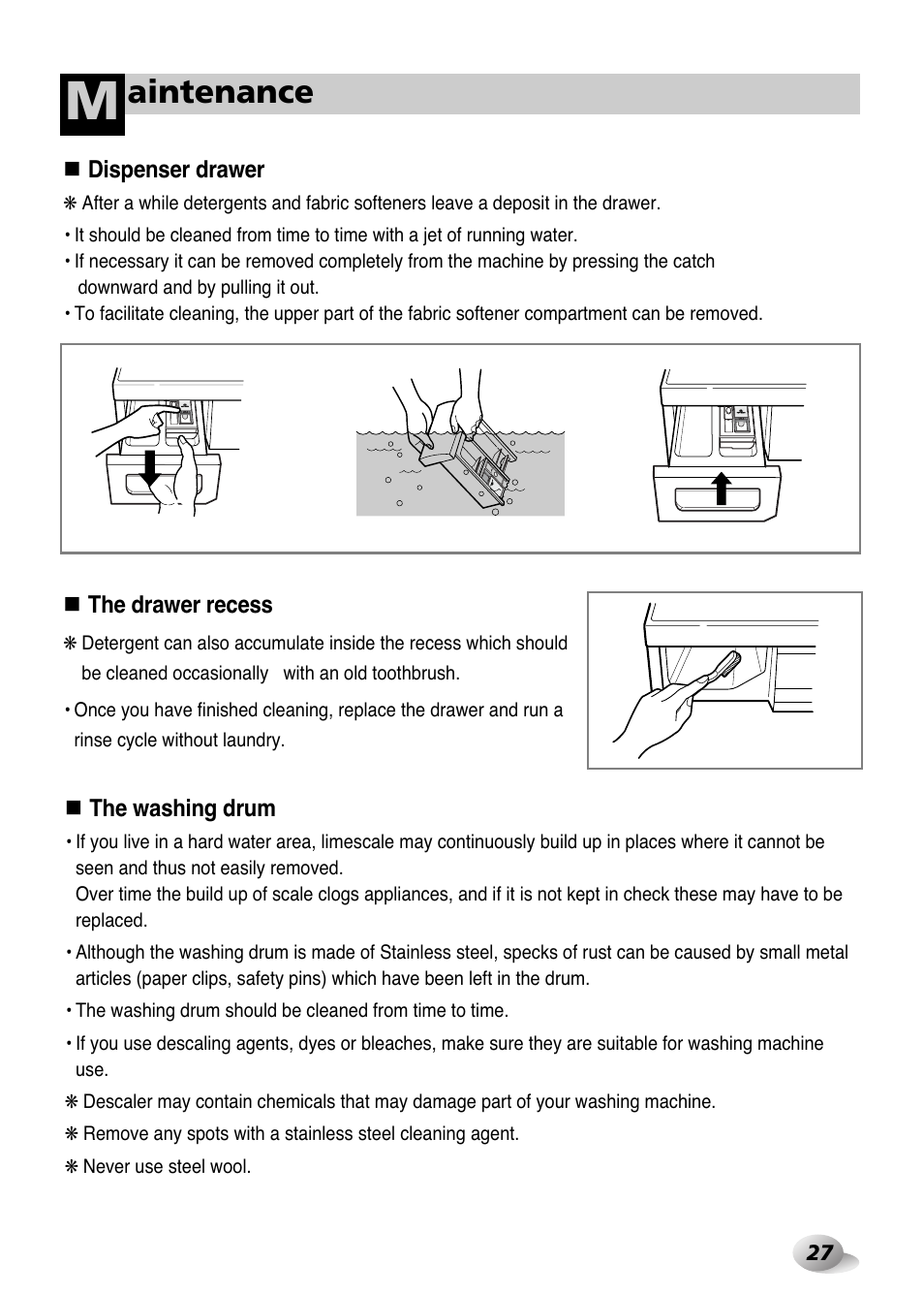 Aintenance | LG WD-1259 series User Manual | Page 27 / 64