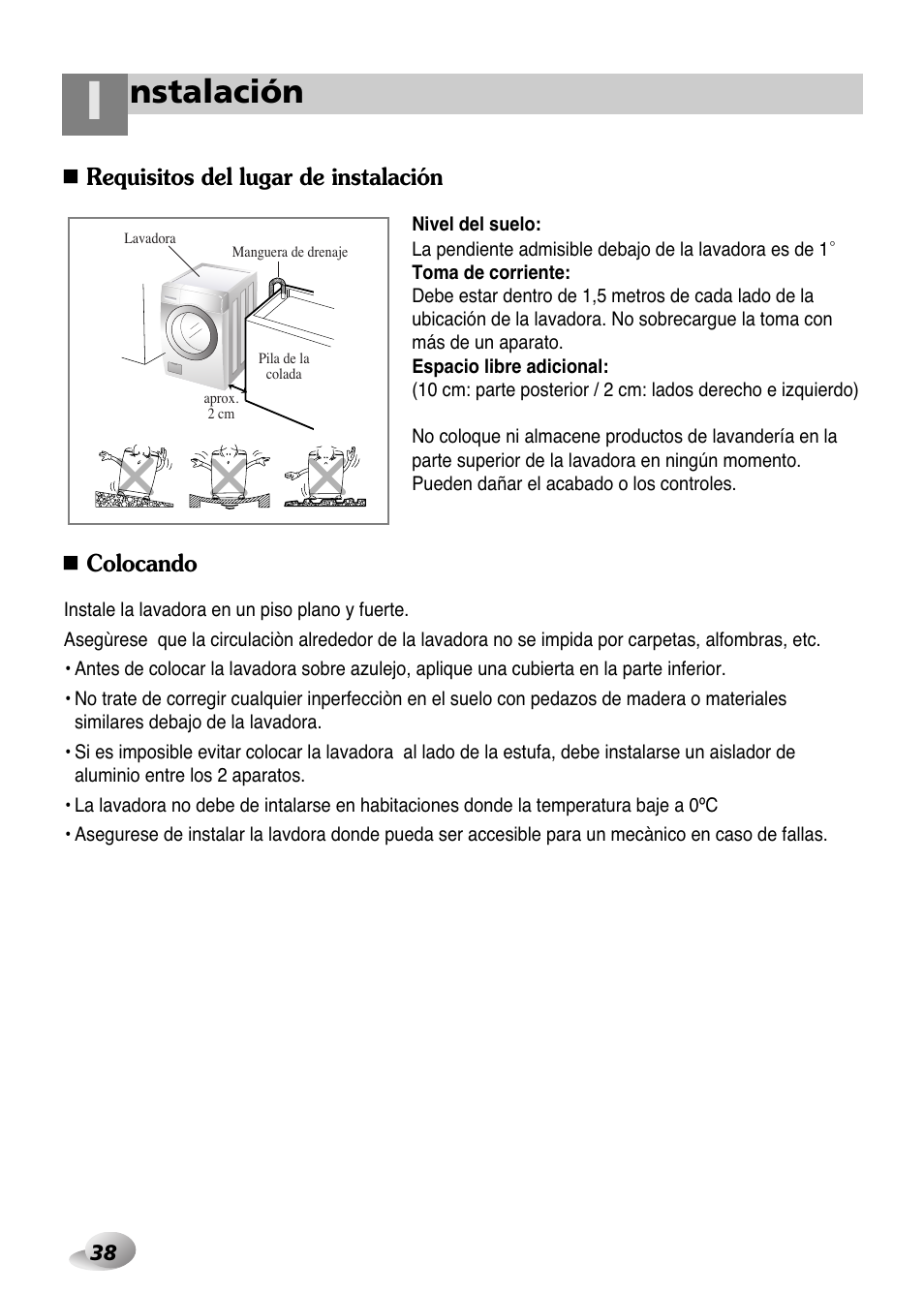 Nstalación | LG WD-1259 series User Manual | Page 38 / 64