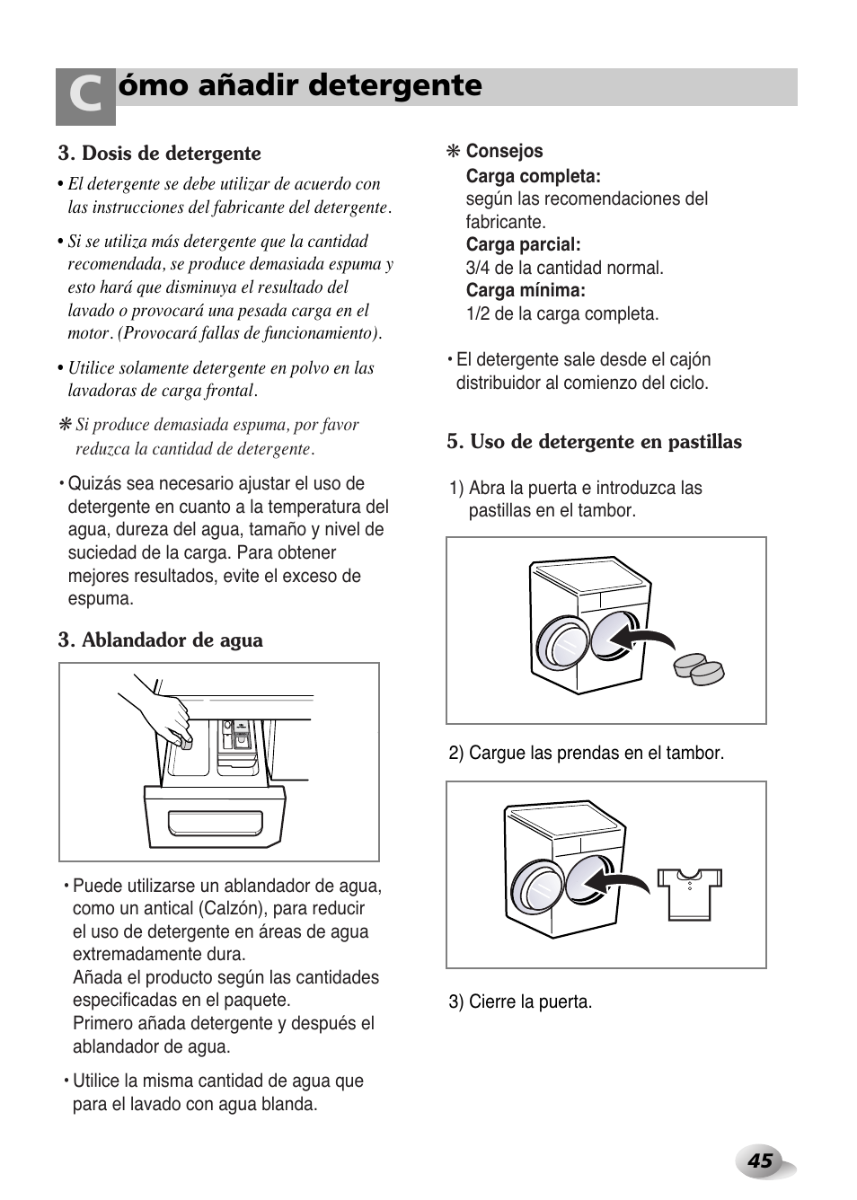 Ómo añadir detergente | LG WD-1259 series User Manual | Page 45 / 64