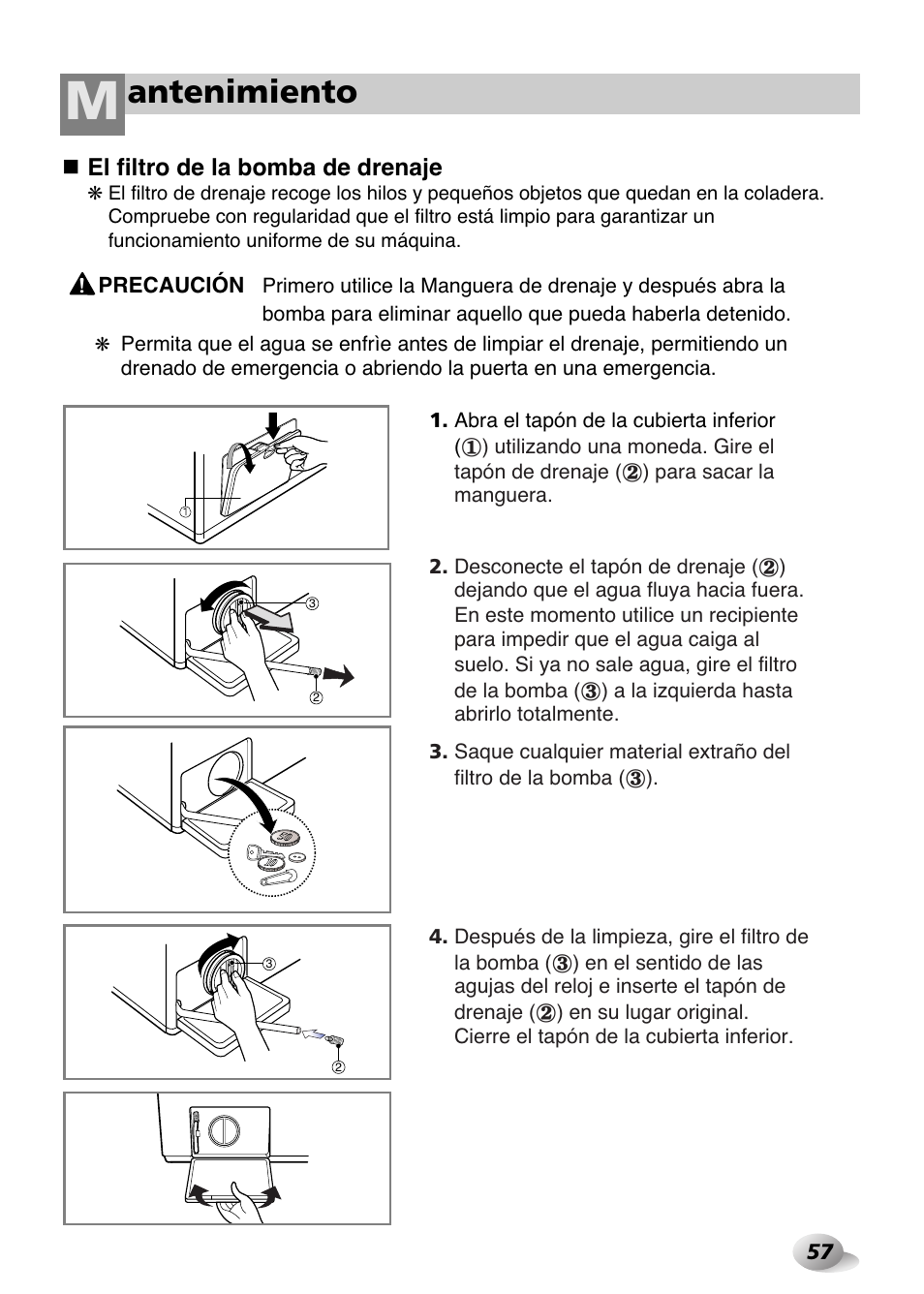 Antenimiento | LG WD-1259 series User Manual | Page 57 / 64