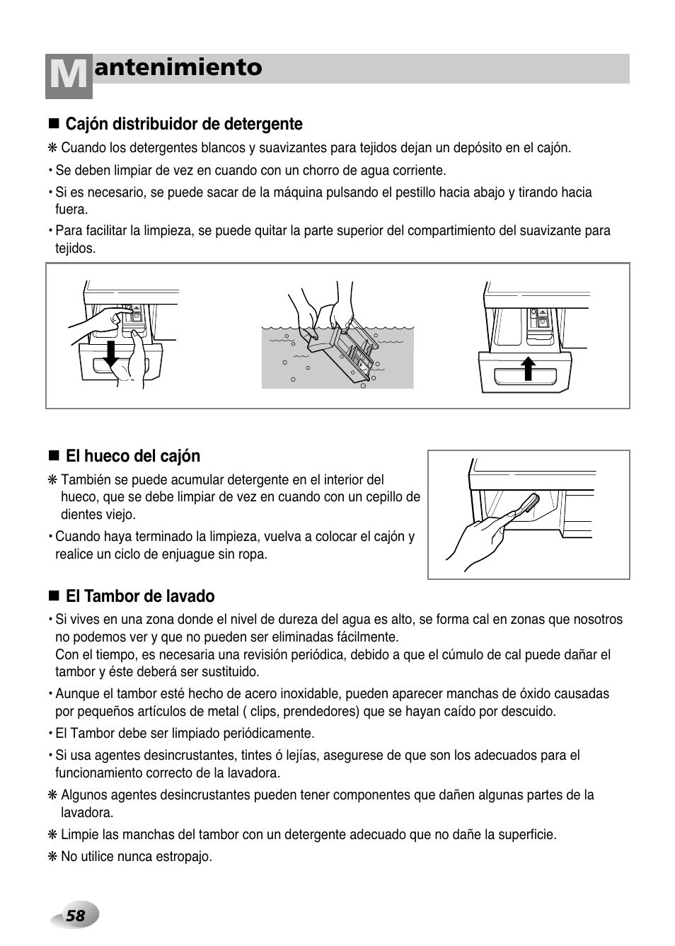 Antenimiento | LG WD-1259 series User Manual | Page 58 / 64