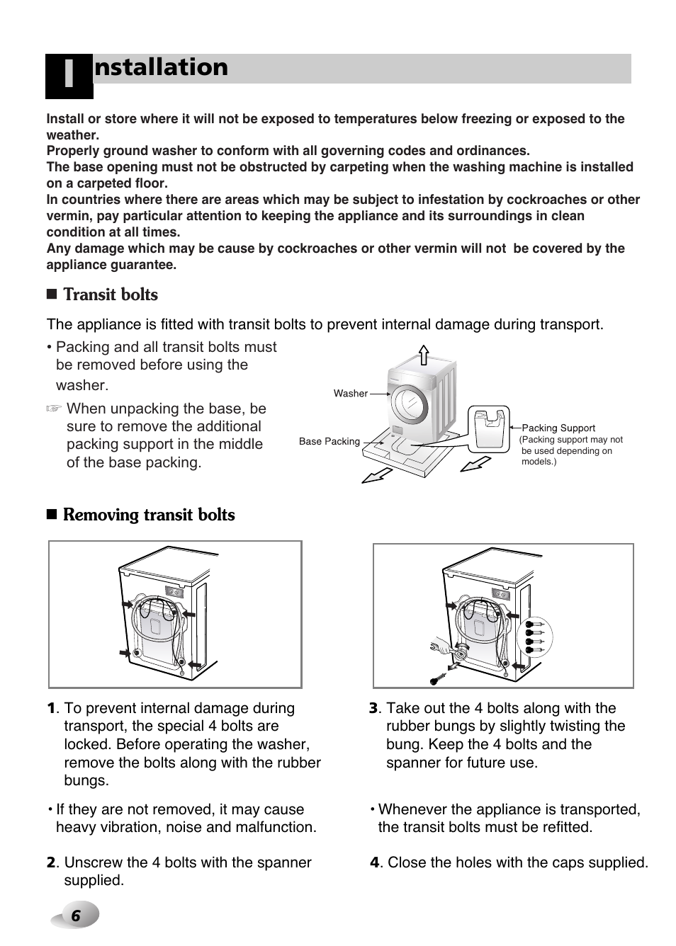 Nstallation | LG WD-1259 series User Manual | Page 6 / 64