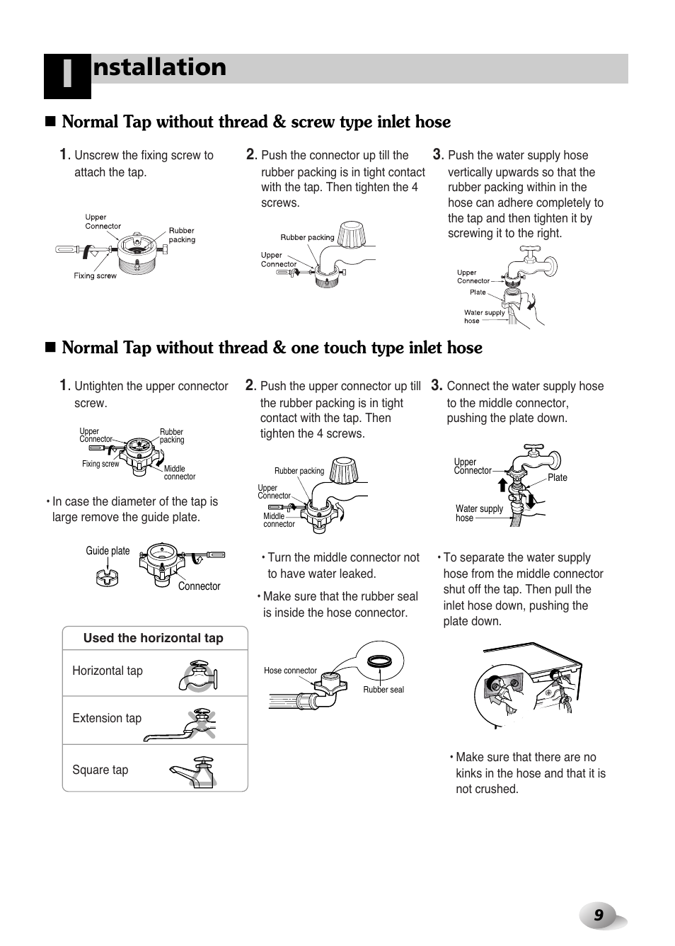 Nstallation | LG WD-1259 series User Manual | Page 9 / 64