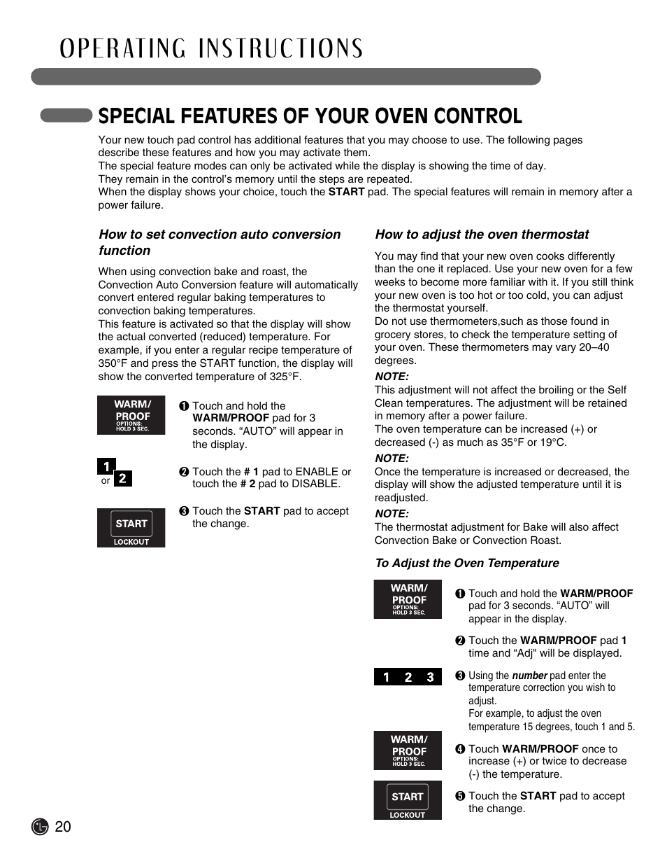 Special features of your oven control | LG Electric Range LSE3092ST User Manual | Page 20 / 50