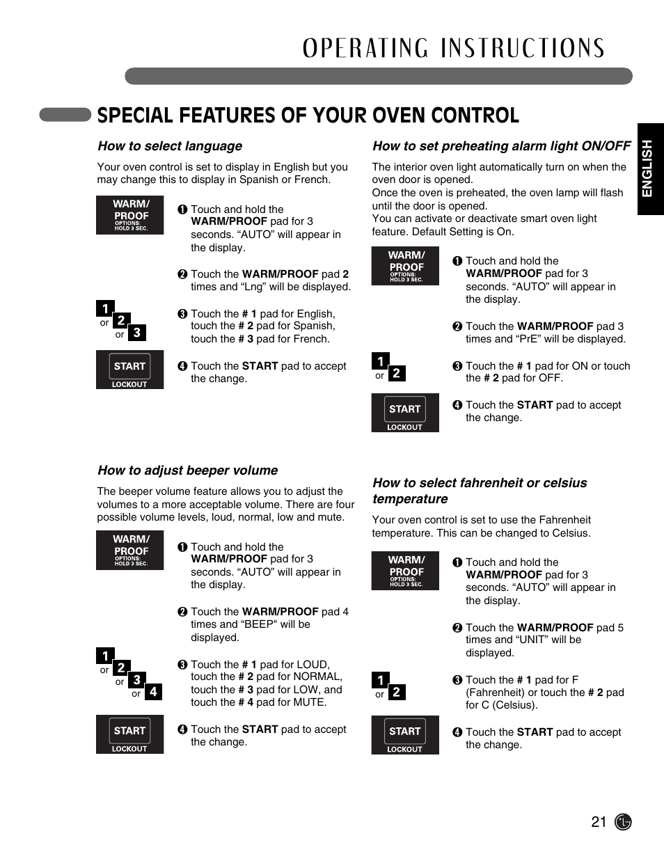 Special features of your oven control | LG Electric Range LSE3092ST User Manual | Page 21 / 50