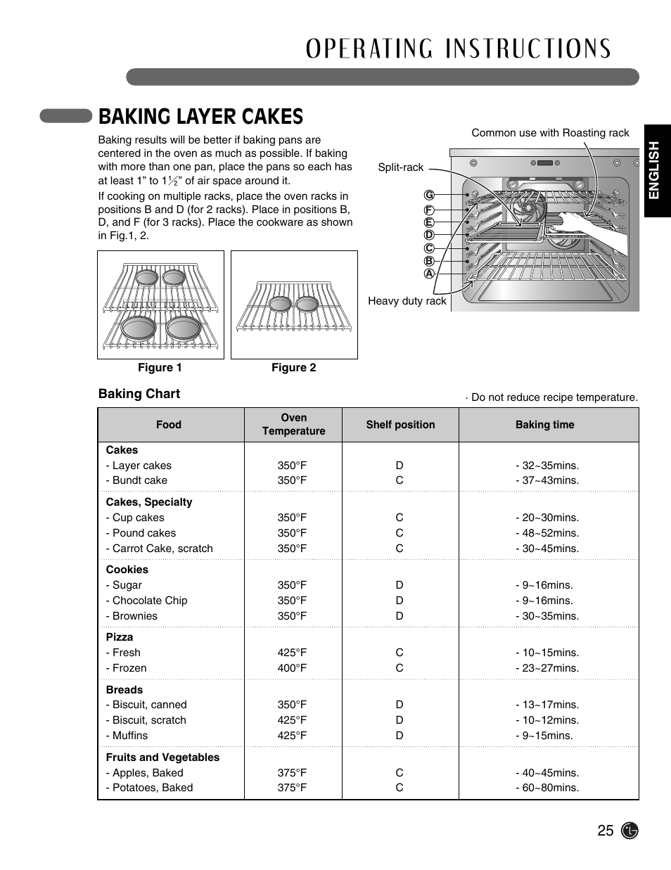 Baking layer cakes | LG Electric Range LSE3092ST User Manual | Page 25 / 50