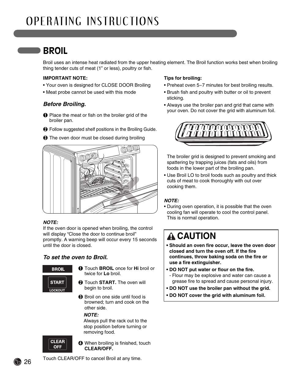 Broil, Caution | LG Electric Range LSE3092ST User Manual | Page 26 / 50