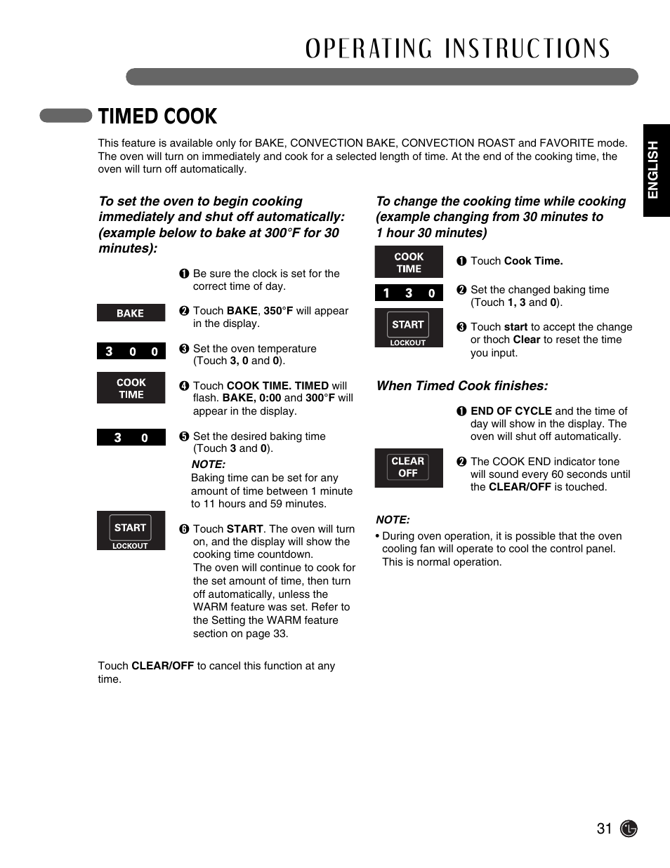 Timed cook | LG Electric Range LSE3092ST User Manual | Page 31 / 50