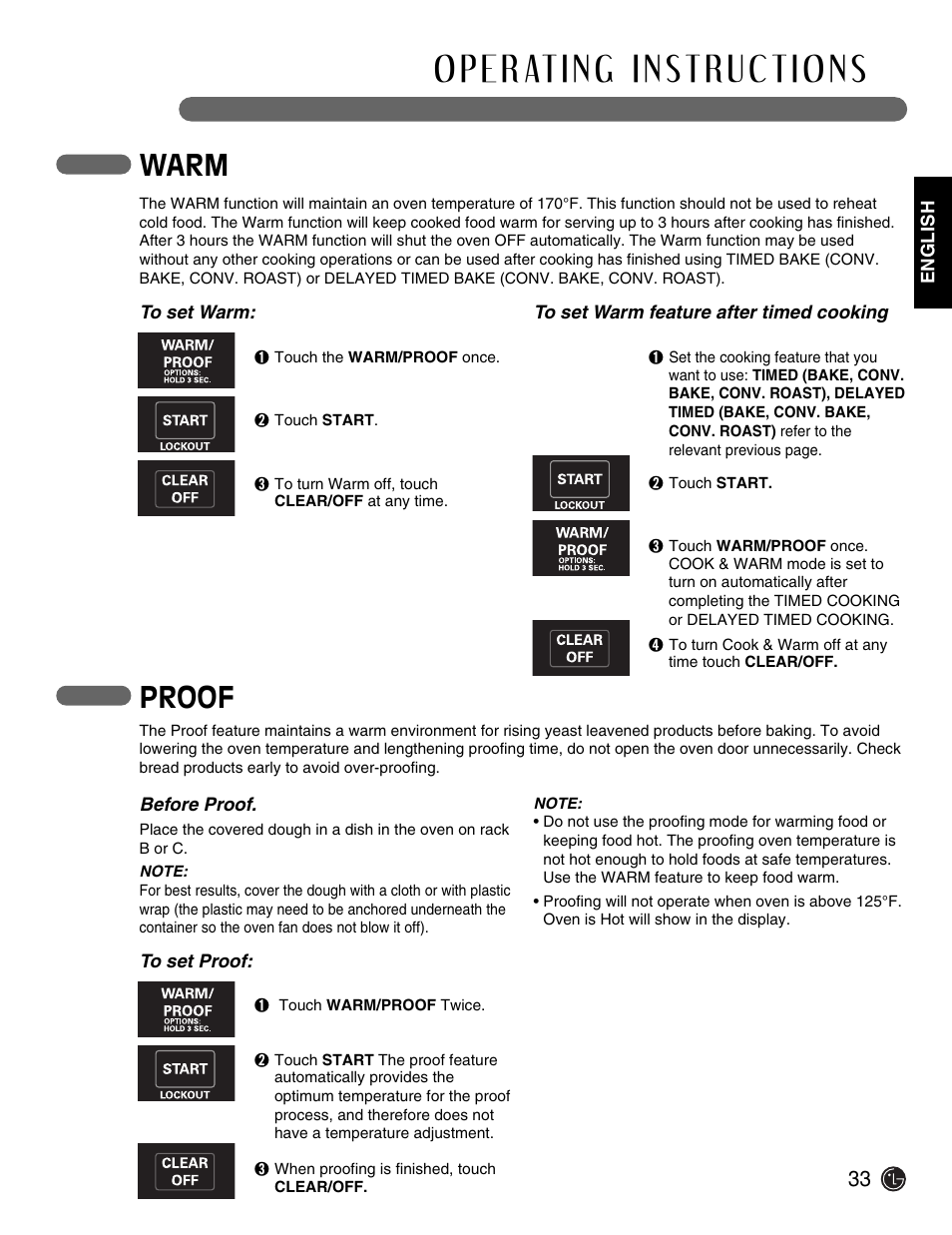 Warm, Proof | LG Electric Range LSE3092ST User Manual | Page 33 / 50