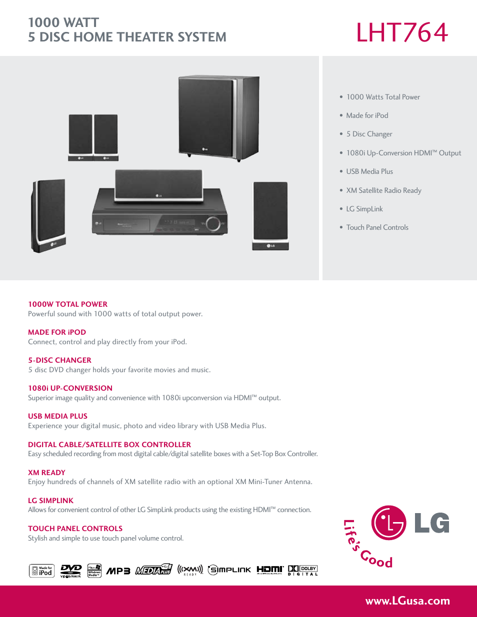 LG LHT764 User Manual | 2 pages
